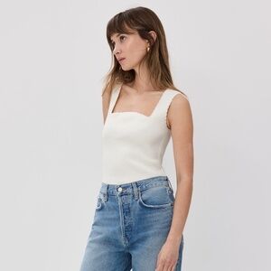 Reformation White Square Neck Top